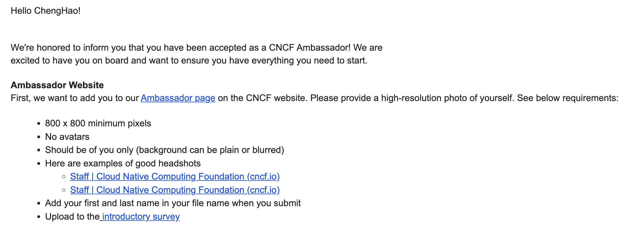 CNCF Ambassador 2024 H1 申請成功！