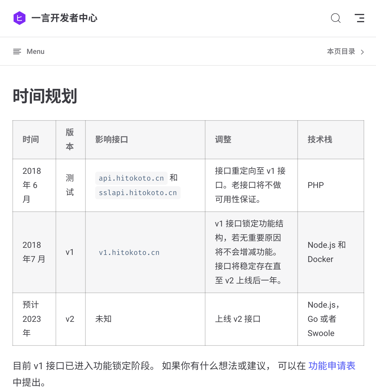 一言開發時程表