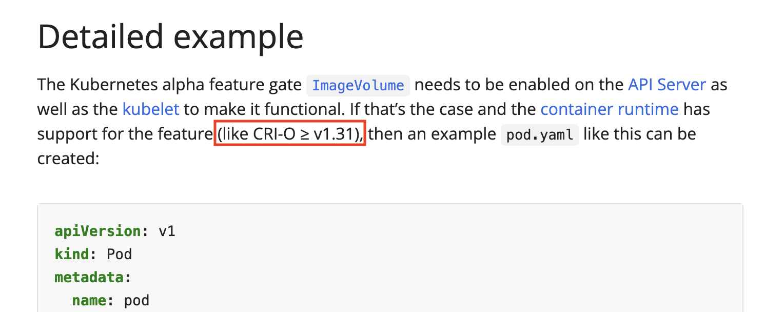 Kubernetes Blog 說明 Image Volume 需要 CRI-O 1.31 以上